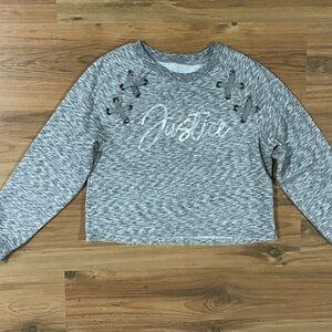 Justice Heather Gray Lace-Up Sweatshirt